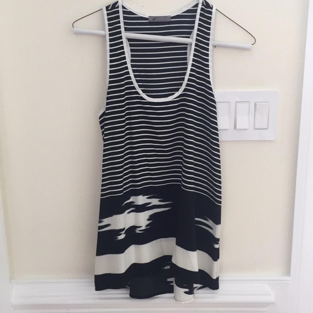 Black and white striped sleeveless top